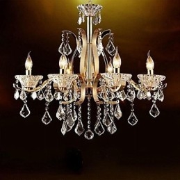 Lampadario in cristallo e metallo dorato a 6 luci