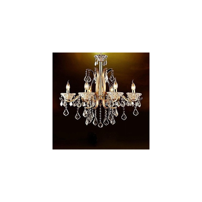 Lampadario in cristallo e metallo dorato a 6 luci