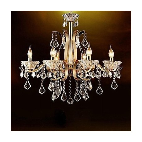 Lampadario in cristallo e metallo dorato a 6 luci