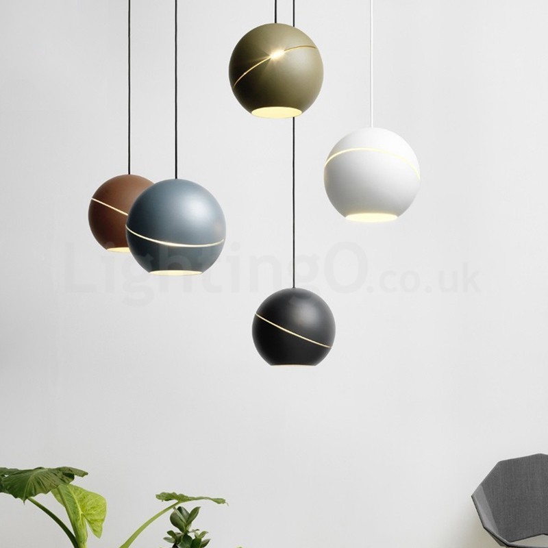 Lampada a sospensione moderna a sfera E27 in lega di alluminio, cavo 2 m, 18 cm