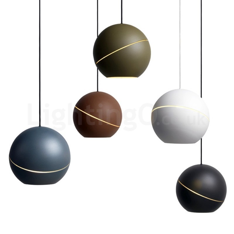 Lampada a sospensione moderna a sfera E27 in lega di alluminio, cavo 2 m, 18 cm