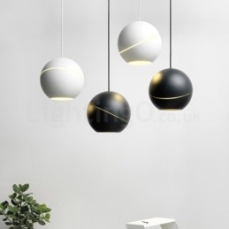 Lampada a sospensione moderna a sfera E27 in lega di alluminio, cavo 2 m, 18 cm
