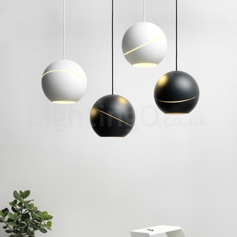 Lampada a sospensione moderna a sfera E27 in lega di alluminio, cavo 2 m, 18 cm