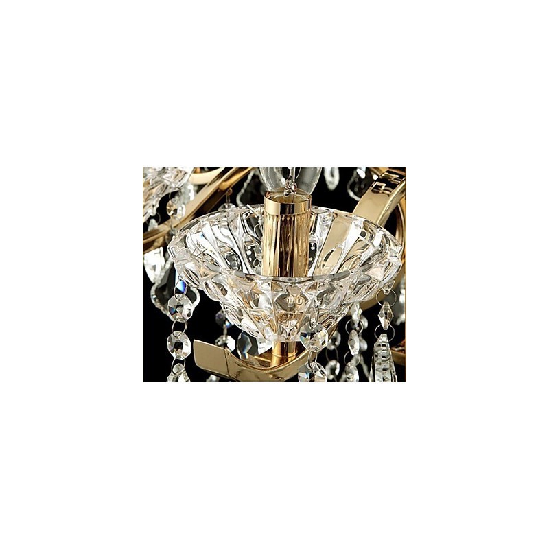 Lampadario in cristallo e metallo dorato a 6 luci