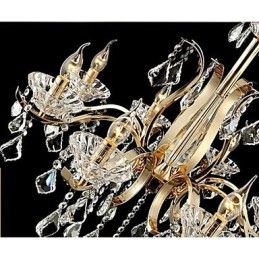 Lampadario in cristallo e metallo dorato a 6 luci