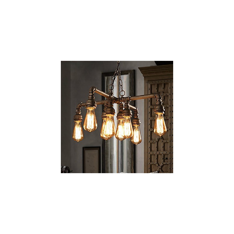 Lampadario rustico classico moderno in metallo, stile candela, 55 cm