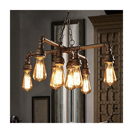 Lampadario rustico classico moderno in metallo, stile candela, 55 cm