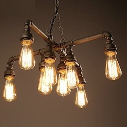 Lampadario rustico classico moderno in metallo, stile candela, 55 cm