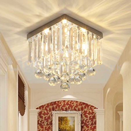 Plafoniera a filo quadrata in cristallo moderna 25 cm LED