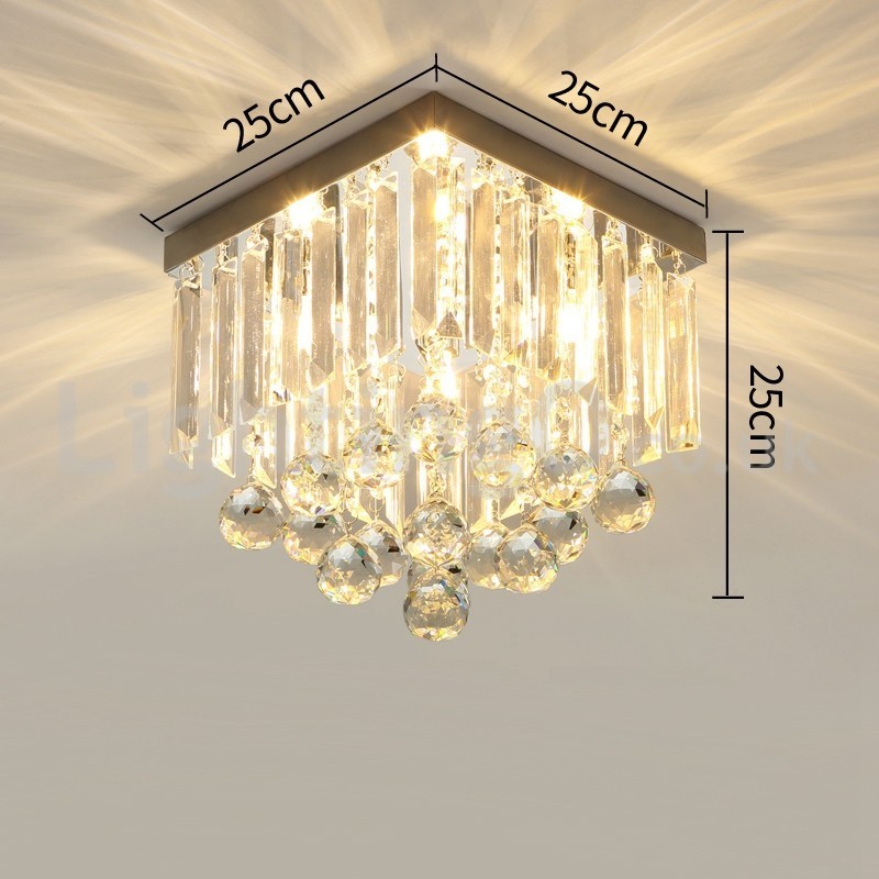 Plafoniera a filo quadrata in cristallo moderna 25 cm LED
