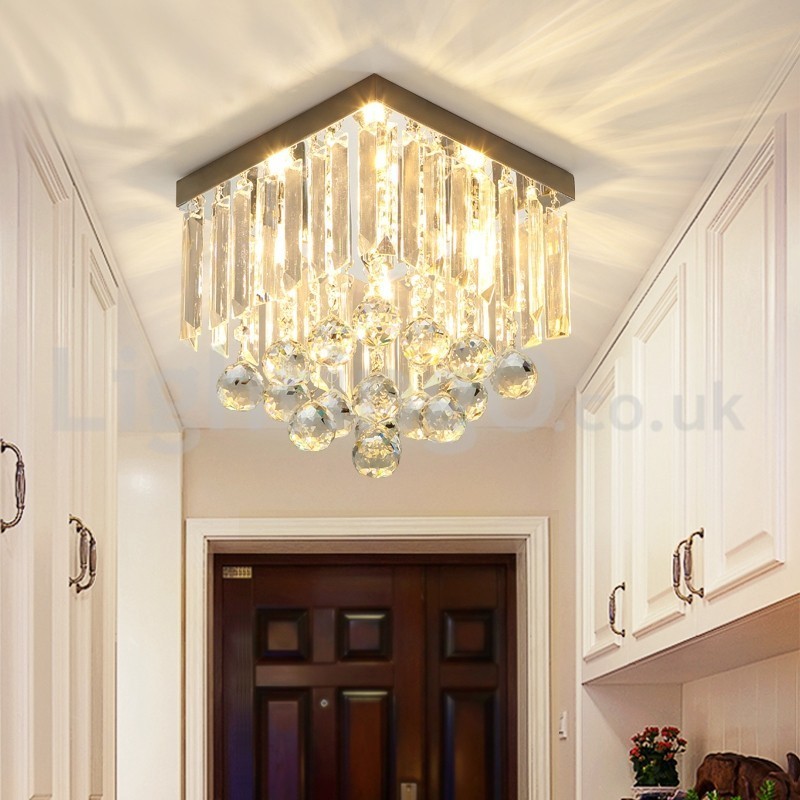 Plafoniera a filo quadrata in cristallo moderna 25 cm LED