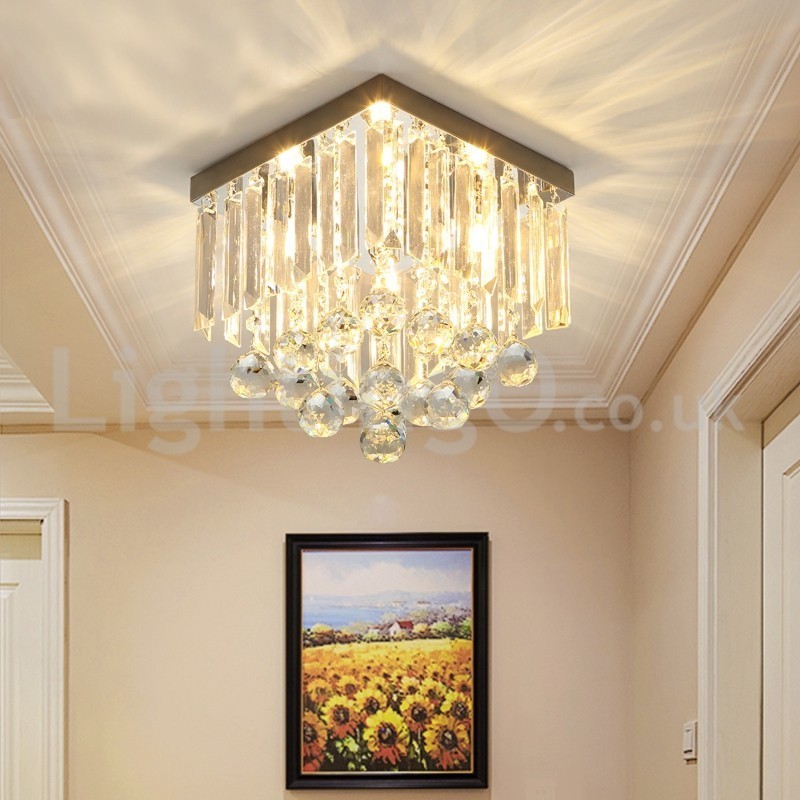 Plafoniera a filo quadrata in cristallo moderna 25 cm LED