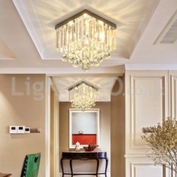 Plafoniera a filo quadrata in cristallo moderna 25 cm LED