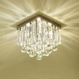 Plafoniera a filo quadrata in cristallo moderna 25 cm LED
