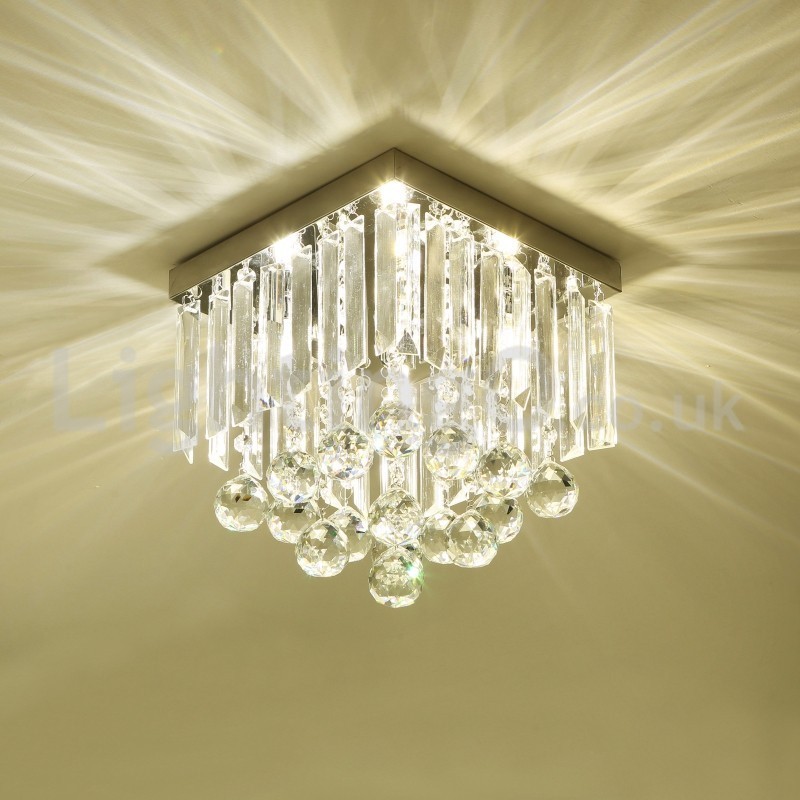 Plafoniera a filo quadrata in cristallo moderna 25 cm LED