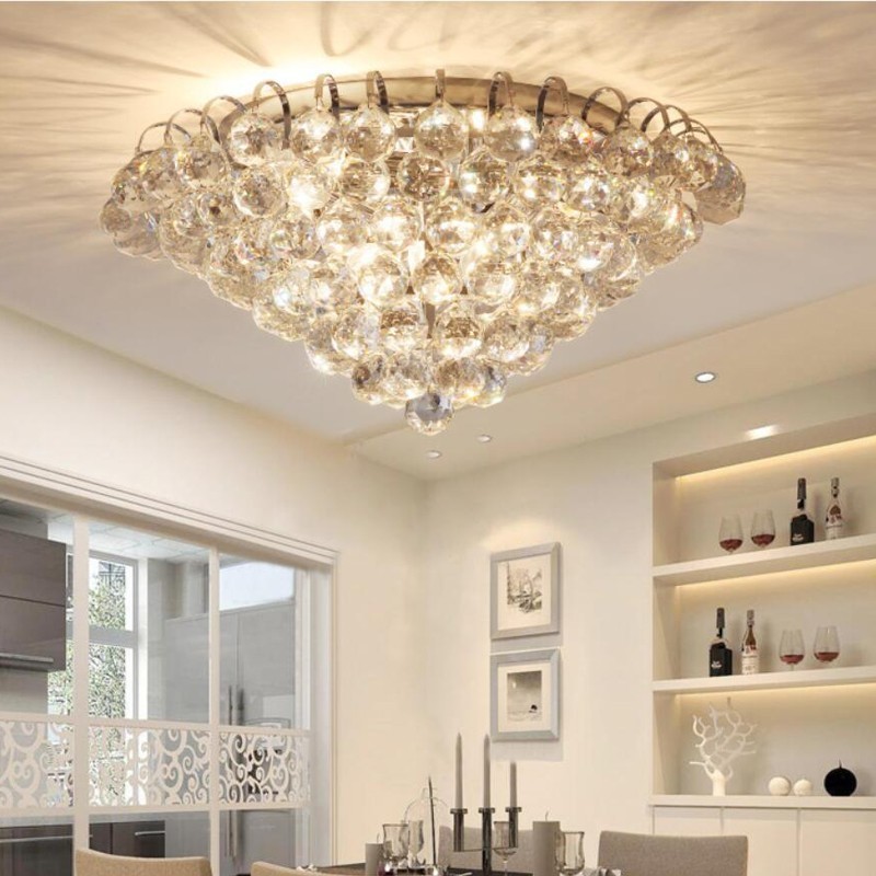 Plafoniera rotonda in cristallo contemporanea 30 cm e 55 cm E14