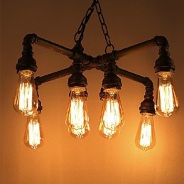 Lampadario rustico classico moderno in metallo, stile candela, 55 cm