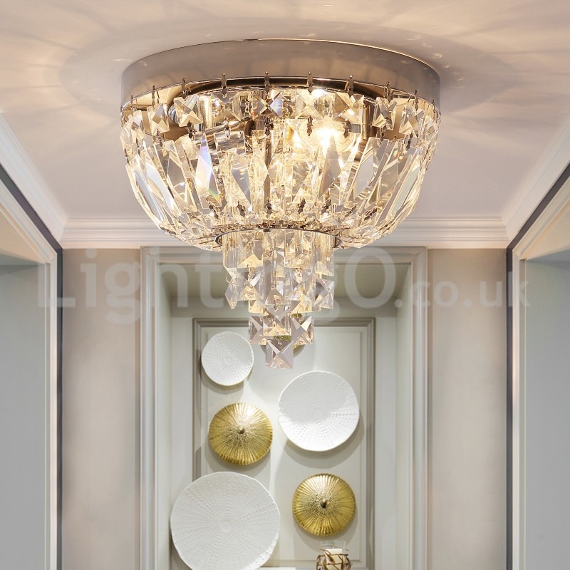 Plafoniera rotonda in cristallo contemporanea E14