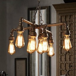 Lampadario rustico classico moderno in metallo, stile candela, 55 cm