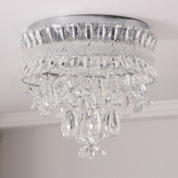 Plafoniera a filo rotonda in cristallo moderna 40 cm E14