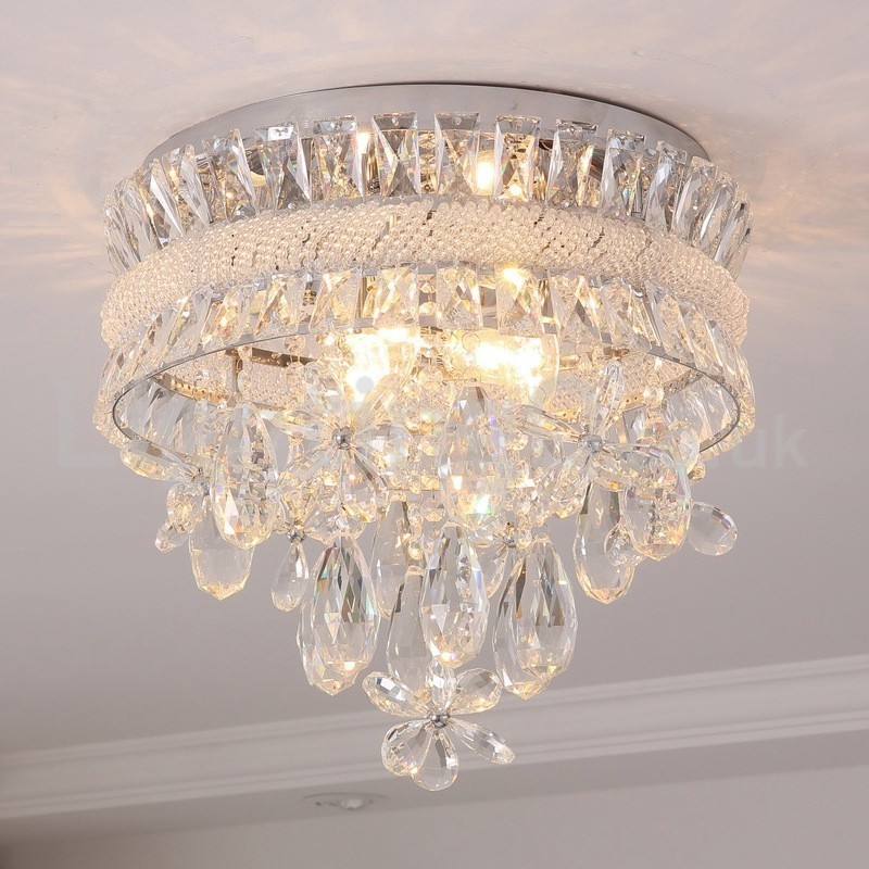 Plafoniera a filo rotonda in cristallo moderna 40 cm E14