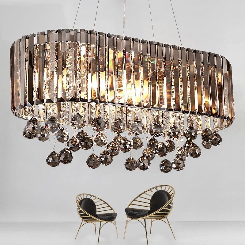 Lampadario a sospensione in cristallo rettangolare 73 x 30 x 35 cm, 9 luci E14