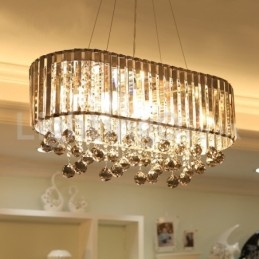 Lampadario a sospensione in cristallo rettangolare 73 x 30 x 35 cm, 9 luci E14