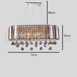 Lampadario a sospensione in cristallo rettangolare 73 x 30 x 35 cm, 9 luci E14