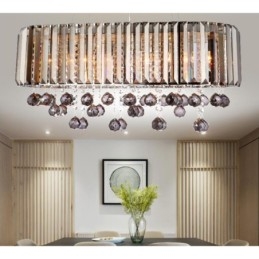 Lampadario a sospensione in cristallo rettangolare 73 x 30 x 35 cm, 9 luci E14