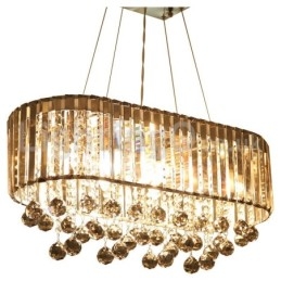 Lampadario a sospensione in cristallo rettangolare 73 x 30 x 35 cm, 9 luci E14