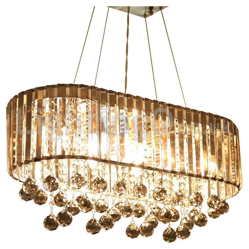 Lampadario a sospensione in cristallo rettangolare 73 x 30 x 35 cm, 9 luci E14