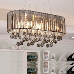 Lampadario a sospensione in cristallo rettangolare 73 x 30 x 35 cm, 9 luci E14
