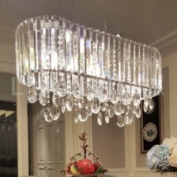 Lampadario a sospensione in cristallo rettangolare 73 x 30 x 35 cm, 9 luci E14