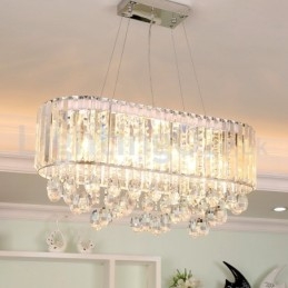 Lampadario a sospensione in cristallo rettangolare 73 x 30 x 35 cm, 9 luci E14