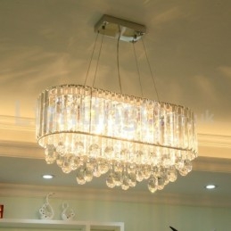 Lampadario a sospensione in cristallo rettangolare 73 x 30 x 35 cm, 9 luci E14