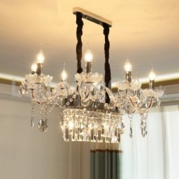 Lampadario a sospensione in cristallo a forma di candela, 10 luci E14, 85 x 42 cm
