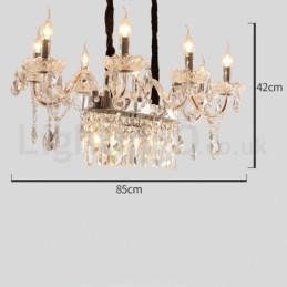 Lampadario a sospensione in cristallo a forma di candela, 10 luci E14, 85 x 42 cm