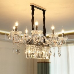 Lampadario a sospensione in cristallo a forma di candela, 10 luci E14, 85 x 42 cm