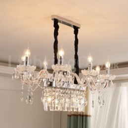Lampadario a sospensione in cristallo a forma di candela, 10 luci E14, 85 x 42 cm