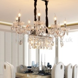 Lampadario a sospensione in cristallo a forma di candela, 10 luci E14, 85 x 42 cm