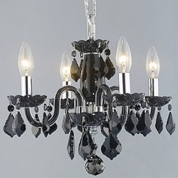 Lampadario classico in cristallo nero a 4 luci