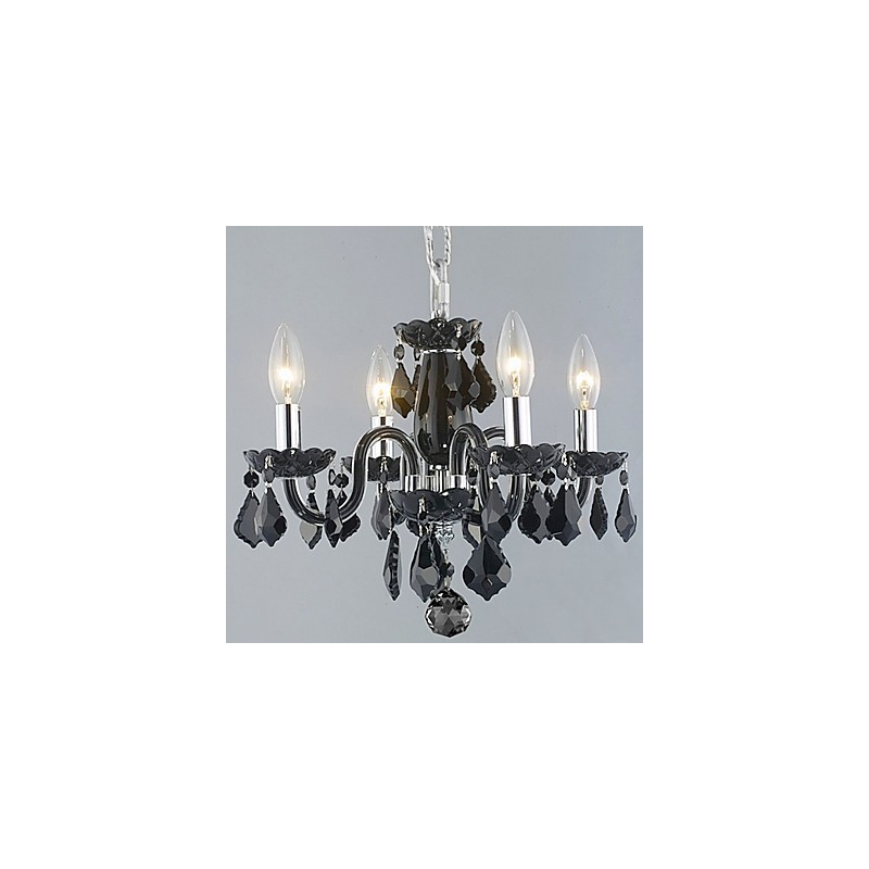 Lampadario classico in cristallo nero a 4 luci