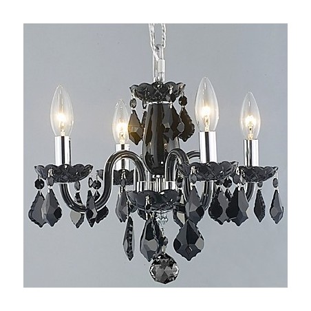 Lampadario classico in cristallo nero a 4 luci