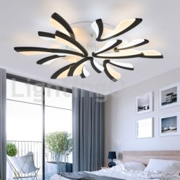 Plafoniera moderna a filo a 9 luci LED, 95 cm, acciaio inox e acrilico