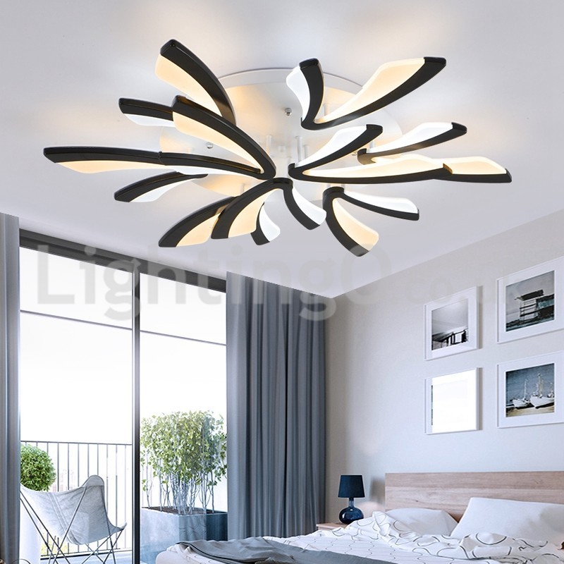 Plafoniera moderna a filo a 9 luci LED, 95 cm, acciaio inox e acrilico