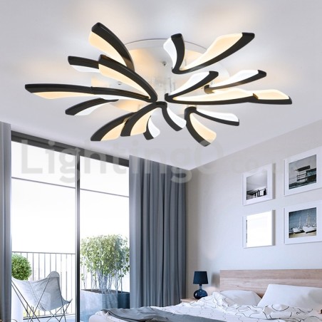 Plafoniera moderna a filo a 9 luci LED, 95 cm, acciaio inox e acrilico