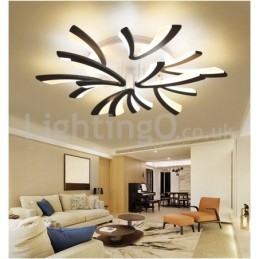 Plafoniera moderna a filo a 9 luci LED, 95 cm, acciaio inox e acrilico