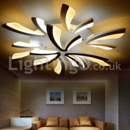 Plafoniera moderna a filo a 9 luci LED, 95 cm, acciaio inox e acrilico