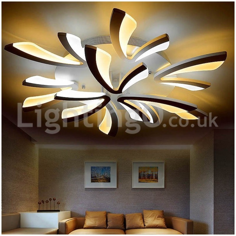 Plafoniera moderna a filo a 9 luci LED, 95 cm, acciaio inox e acrilico