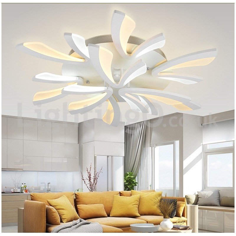 Plafoniera moderna a filo a 9 luci LED, 95 cm, acciaio inox e acrilico